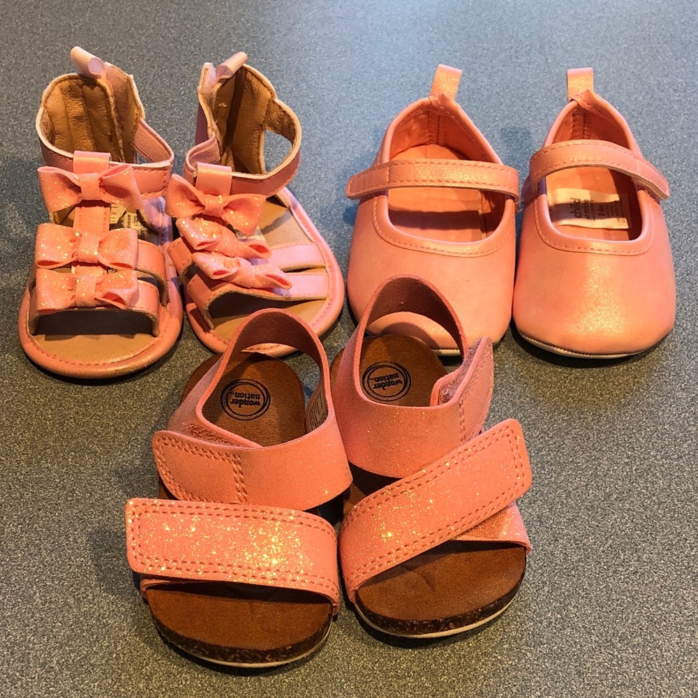 Pink Kids Sandals and Shoes Trio